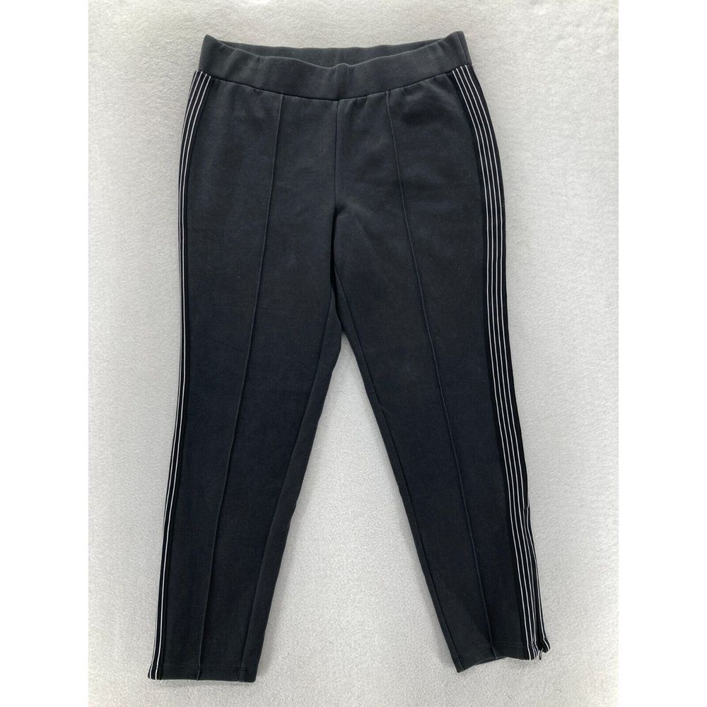 Athleta Commuter Pants Women's Small Pull On Black Stretch Striped Ankle Zip - Picture 1 of 14
